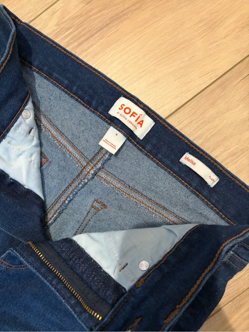 Sofia Women's Dark Blue Flared Jeans Size 6 - Picture 3 of 6